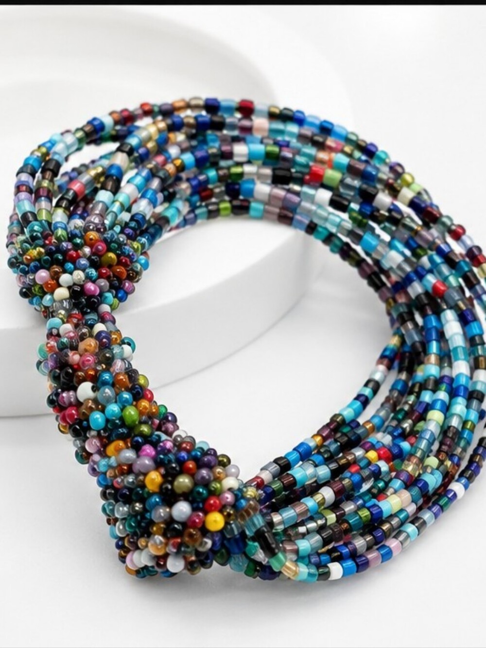 HANDMADE Multi Strand Seed Bead Bracelet Magnetic Clasp Colorful Artisan Glass - Picture 4 of 10